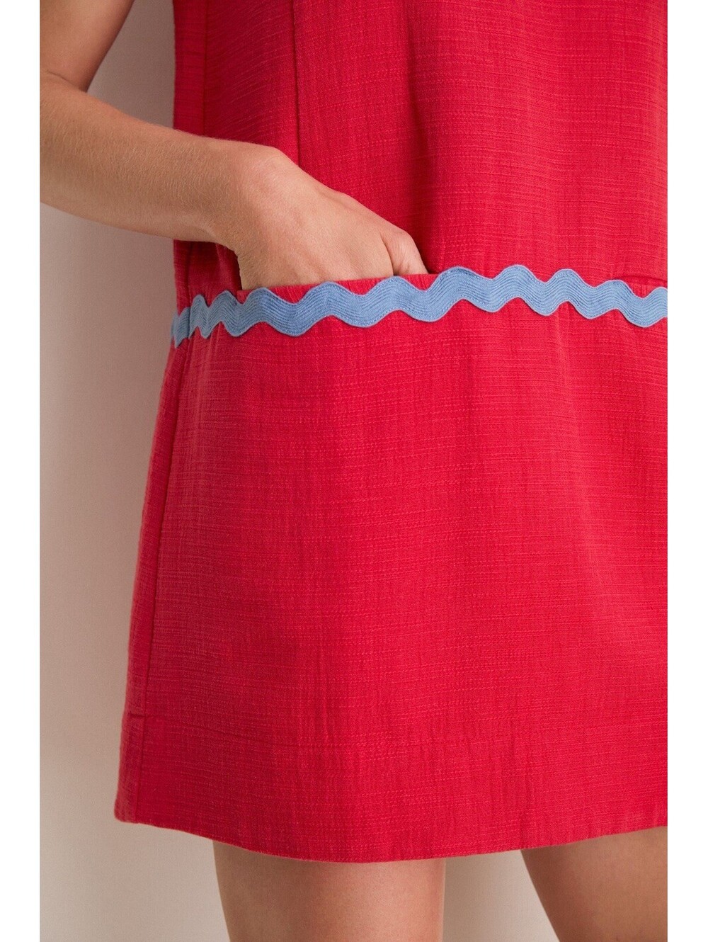 XXXL Tuckernuck Cherry Ric Rac Corby Shift Dress In Rococco Red - Picture 6 of 11